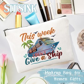 Sitsink Makeup Bag for Women Gifts Chinoiserie Cruise Bag Travel Souvenir, white, Cruise Travel