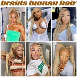 Tuheerst Human Braiding Hair For Boho No Weft #613 Blonde Deep Wave 50g/Bundle Total 100g Unprocessed Knotless Braids Human Hair Extension For Women 24 24 Inch