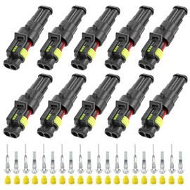 Thewinio 10 Kit 2 Pin Connector, 20-16 AWG Waterproof Electrical Automotive Wire Connector, 1.5mm Series Terminals Male Female Car Harness Plug Sets