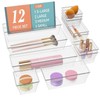 12 PCS Clear Plastic Drawer Organizer Set, 4 Sizes Makeup