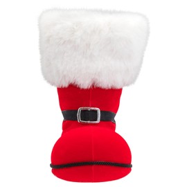 Idena 30538 Christmas Boots Approx. 13 x 9 x 14.5 cm Red Flocked Christmas Boots with Buckle and Fur Trim as Christmas Decoration or Gift Packaging