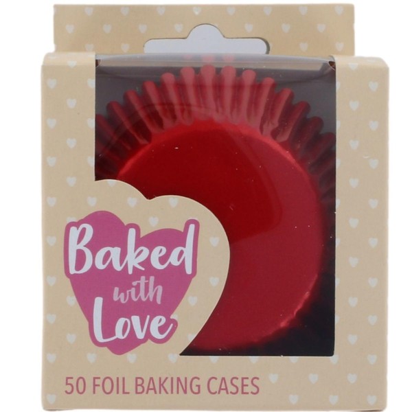 Baked with Love Red Foil Baking Cases, Foil Baking Cups,