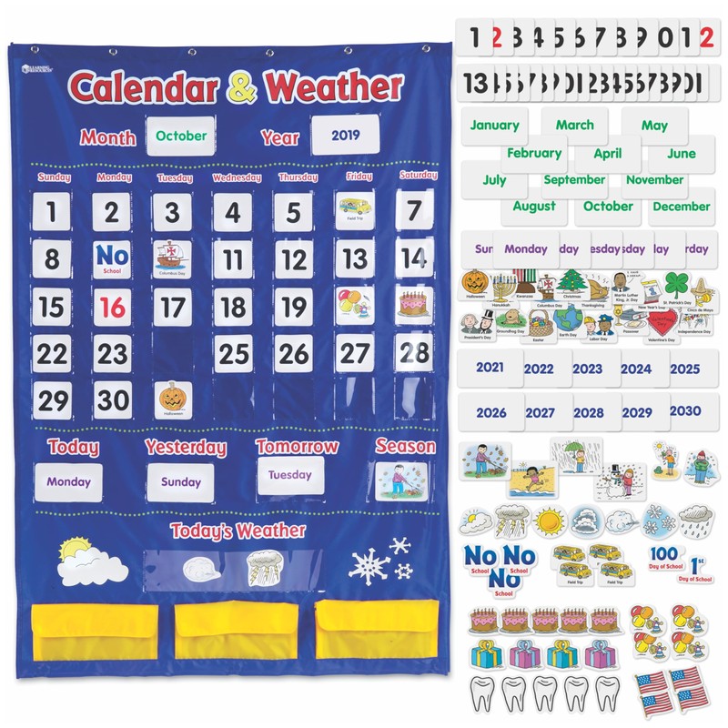 Learning Resources Calendar & Weather Pocket Chart - Classroom Must