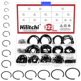 Hilitchi 322PCS 14 Sizes 65Mn Steel Round Wire Snap Rings Round Wire C Clips Assortment Sets M7 M8 M10 M12 M14 M16 M18 M20 M22 M24 M25 M26 M28 M30 External Retaining Rings for Holes