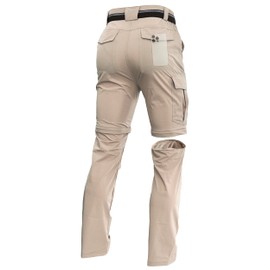 Men's Convertible Hiking Pants Zip Off Lightweight Quick Dry Fishing Camping Travel Safari Outdoor Cargo Pants Light Khaki 36