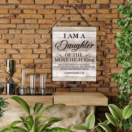 Inspirational Wall Art Daughter Gifts I Am A Daughter Of The Most High King Nursery Decor Christian Religious Gifts for Women Her Girl Daughter Bible Verse Wall Art Wooden Hanging Sign 10x8 Inches