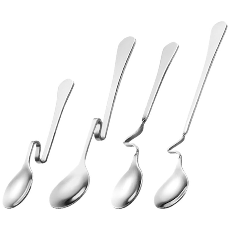 Serving Spoons Stainless Steel 4pcs Hanging Coffee Spoons, Bending Handle