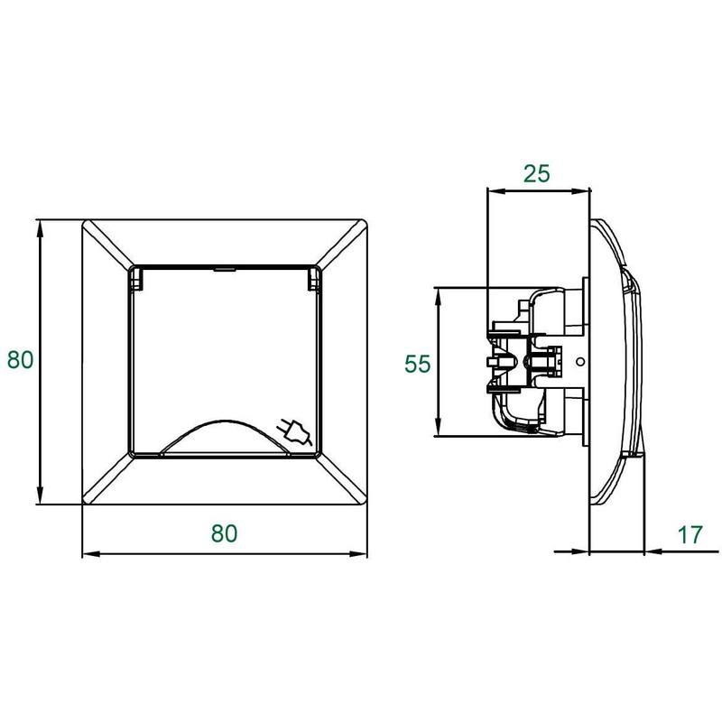 Flush-Mounted Socket IP44, All-in-One, Series ET-1 Anthracite