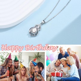 PDTU 80th Birthday Gifts for Women, Cubic Zirconia Pendant Necklace Birthday Presents for Mum Grandma Auntie Daughter Friends│30-80 Birthday Gifts for Her