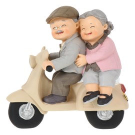 Garneck Elderly Couple Figurine Creative Resin Grandparents on Motorbike Collectible Figurine Table Centerpiece for Home Office Table Decoration 15cm