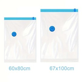 YöL Pack of 2 Vacuum Storage Bags Air Tight Compression Space Saver Zipper Clothes Bedding Pillows 60cm x 80cm, 67cm x 100cm