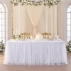 Suppromo 6ft White Tulle Table Skirt for Rectangle Tables or