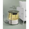 VASAGLE Side Table with Charging Station, Round End Table with