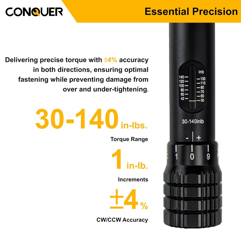 CONQUER Mini Torque Wrench 1/4" Drive, 30-140 in. lbs. –