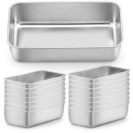 LIANYU 16 Pack 9x5 Inch Loaf Pans for Bread Baking, Stainless Steel Bread Baking Pans, Small Loaf Tins for Homemade Brownies and Pound Cakes, Dishwasher Safe