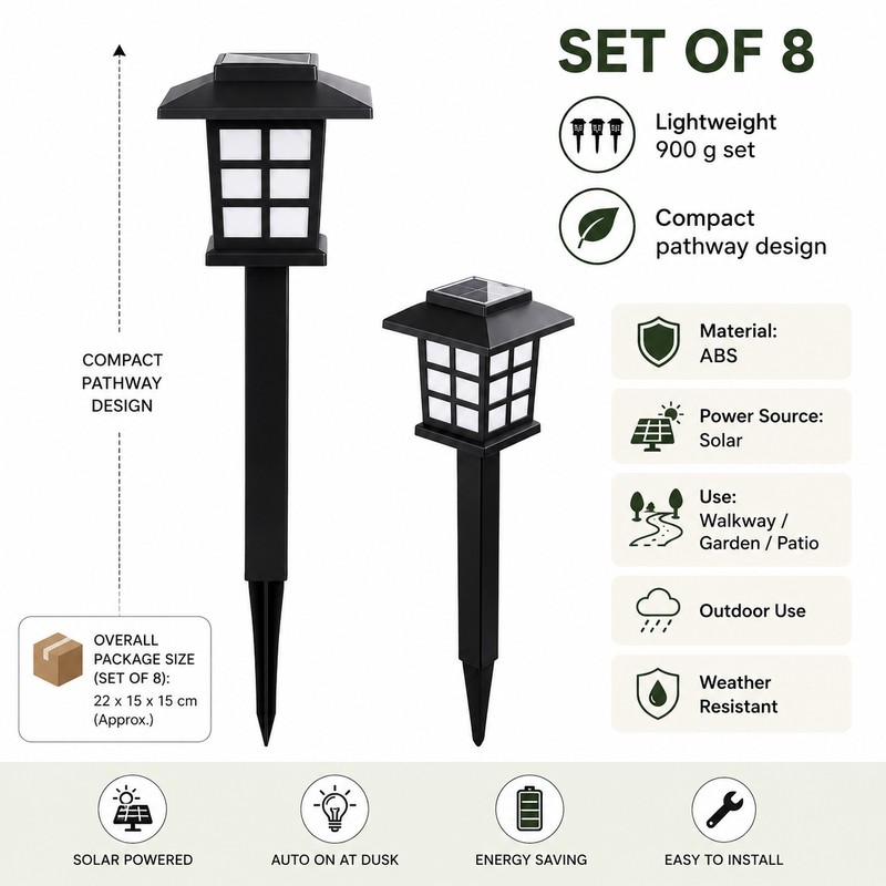 Solar Pathway Lights for Outdoor Walkways – 8-Pack Waterproof LED
