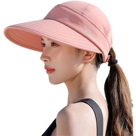 HIQIU Sun Hat Women's Sun Protection Wide Brim Visor Cap, Top Removable Cap with Zip Summer Hat Sun Hat for Golf Travel, navy