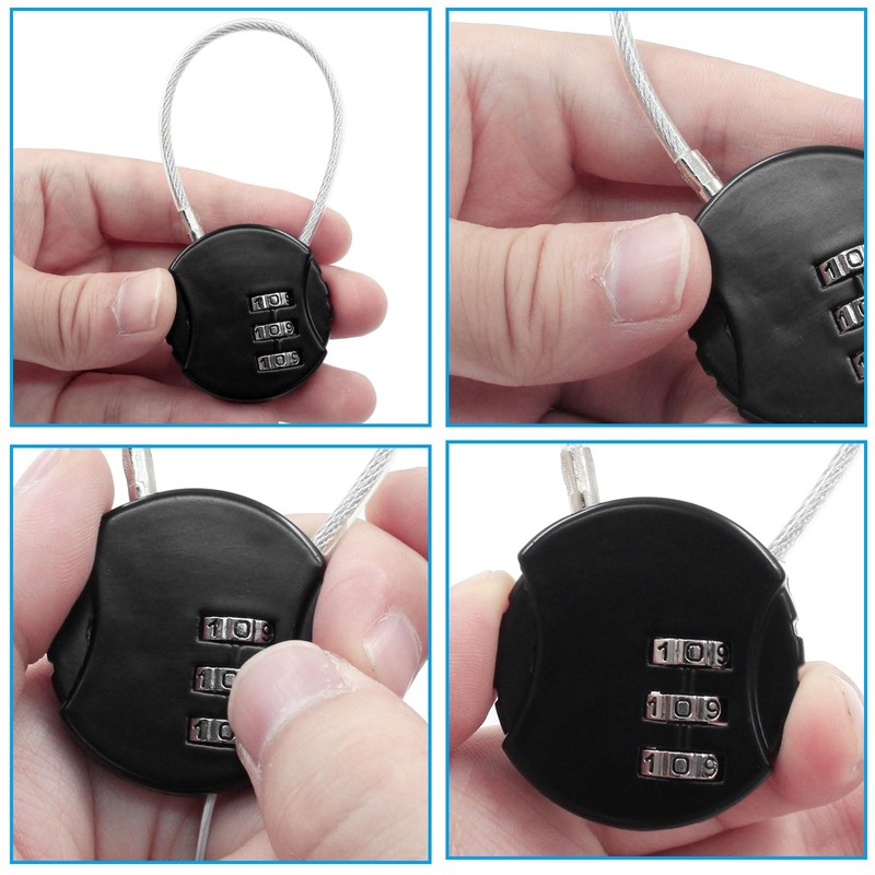 Waziaqoc 2 Pcs Wire Rope Lock, Mini Combination Lock, Wire