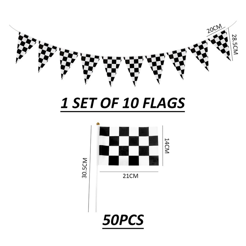 50 Pieces Of Black And White Checkered Racing Flags And