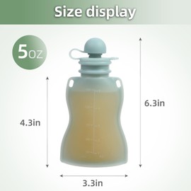 Eascrozn Reusable Baby Food Pouches with Straws, 4 Pack Refillable Silicone Squeezable Pouch for kids Toddlers, BPA Free, Baby Food Storage Containers for Make Homemade, 5 oz