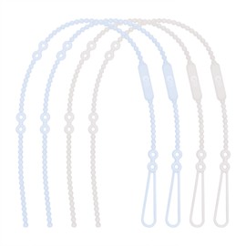 Olababy Silicone Strap for Baby Toys, Teethers, Sippy Cups, Bottles w Handles, Feeding Spoons, High Chairs, Strollers, Car Seats and Travel Essentials (4 Straps, 2 Blueberry / 2 Pearl)