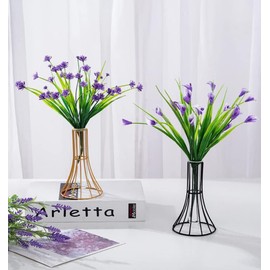 Nordic Simple Glass Clear Vase with Iron Art Frame for Hydroponic Planter, Metal Flower Vase Test Tube Pot Decorative Bottles Centerpieces for Wedding Home Décor (Gold,Gourd)