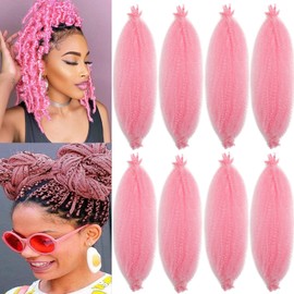 18 Inch Pre-Separated Springy Afro Twist Hair 8 Packs Pink Pre-Fluffy Natural Curls are Perfect for Marley Crochet Hair Suitable for Black Women (Pink, 18 Inch (Pack of 8))