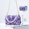 FUKEFUKEUS Women Clutches Purse, Chiffon 3D Floral Evening Handbag, Pearl