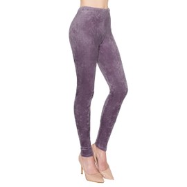 ALWAYS Women's Velvet Leggings - Buttery Soft Warm Winter Solid Basic Pants Vintage Violet Plus Size
