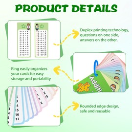 Addition Flash Cards 1-12 Addition Tables Flash Cards Maths Flashcards for Kids with 2 Dry Erase Pens 1 Rings Math Practice Cards Ducational Math Flashcards for 1st to 6rd Grades Classroom Home Fun