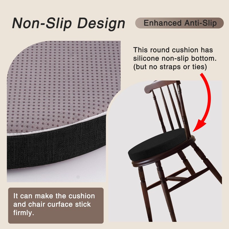 OVOV Round Chair Cushions for Dining Chairs 2 Pack Extra