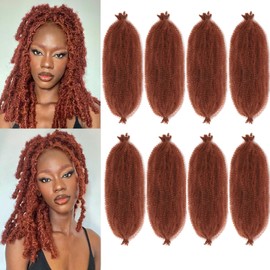 Ginger Springy Afro Twist Hair 16 Inch Marley Twist Braiding Hair 8 Packs Kinky Twist Braiding Hair 350 Cuban Twist Hair for Soft Butterfly Locs Crochet Hair (#350 Springy Afro Twist Hair)