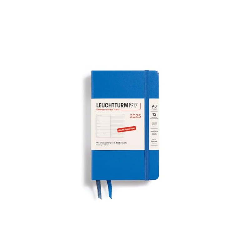 LEUCHTTURM1917 370503 Weekly Calendar and Notebook 2025, Pocket A6 Hardcover