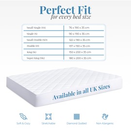 Acrali Home Quilted Single Mattress Protector, UltraSoft 3-Layer Design with Deep Fitted Skirt, Breathable & Anti-Allergy – Machine Washable Bed Cover (90x190+35cm)