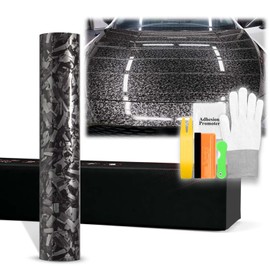 60"x72" (5FTx6FT) Silver PET Marble Forged Carbon Fiber Textured Gloss Vinyl Wrap Auto Car Sticker Decal Film Sheet Bubble Free Air Release Technology with Tool Kit