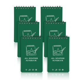 JINGIHE Waterproof Notebook, 6Pcs Spiral Notebook, 3x5” All Weather Stone Paper Pocket Notepad, All Weather Notebook for Kids Adults Home School Office Outdoor Activities (50 Pages, Green)