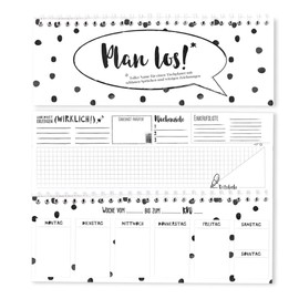 Desktop calendar weekly calendar in landscape format, without fixed date/calendar, table planner with sayings and 52 weeks, 1 week 2 pages, table horizontal calendar undated office Scandi