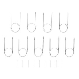 HARFINGTON 9pcs Circular Knitting Needles Set 31.5" Stainless Steel Knitting Needles 5.51" Short with Large Eye Sewing for Fast Knitting Sweater Sleeves