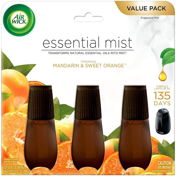 Air Wick Essential Mist, Essential Oils Diffuser, Mandarin and Sweet Tangerine, 3ct, Air Freshener