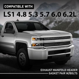 G-PLUS Exhaust Manifold Header Gasket Pair W/Bolts Fit All LS Series Engines (Except LS7),Fits All 1997-2013 Gen 3/4 LS Based V8 551696, 12617944