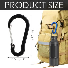Pack of 16 Carabiner Hooks, 70 mm Large Aluminium Carabiner, Colourful, Gourd Shape Snap Hooks, Key Ring Clips, for Camping, Fishing, Hiking, Backpack Belt & Outdoor Accessories