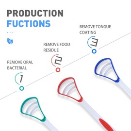 FANCI Tongue Scraper Tongue Brush 3 Color Pack, 3 pack