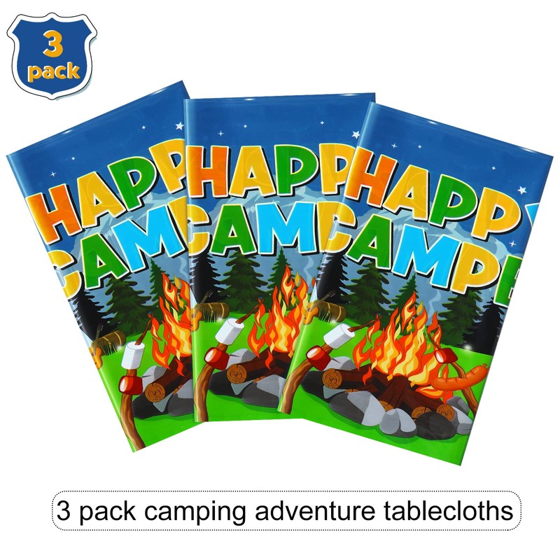 3 Pieces Camping Tablecloth Camping Party Table Cover Adventure Tablecloth