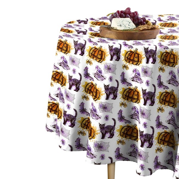 Fabric Textile Products Round Tablecloth, 100% Milliken Polyester, Machine Washable,