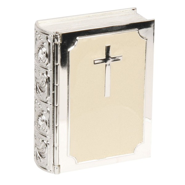 Bible Silverplated & Cream Epoxy Trinket Keepsake Box CG225 Christening