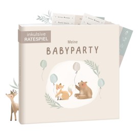 mintkind® Guest Book "Meine Babyparty" Beige - Baby Shower Gift for Boys & Girls, Baby Shower & Gender Reveal Decoration, Baby Photo Album for DIY