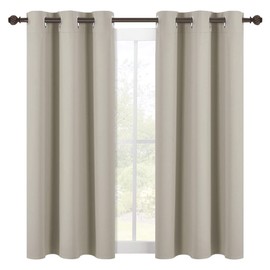 NICETOWN Modern Blackout Curtains Noise Reducing, Thermal Insulated and Privacy Room Darkening Drape Panels for Boy's Guest Room Door Small Short Window (Natural, 2 Panels, W42 x L54 -Inch)