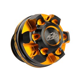 FMATE WORKS Motorcycle Oil Filler Cap with O-Ring, Machined Aluminum, M20 x P2.5, Black Gold, CNC Machined, Anodized, Highly Corrosion Resistant, Bi-Accessory