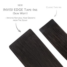 WENNALIFE Invisi Edge Tape in Hair Extensions Human Hair, 24 Inch 30g 10pcs Balayage Dark Brown Mixed Chestnut Brown Invisible Luxury Remy Hair Extensions Seamless Injected Straight Extensiones