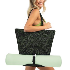 Explore Land Yoga Mat Bag Tote Carrier Pocket Carryall Storage Bag with 4 Pockets Fits Water Bottles and All Size Mats(Black)